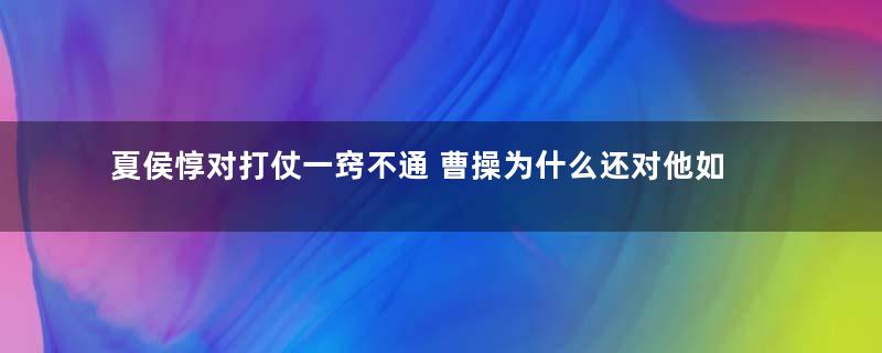 夏侯惇对打仗一窍不通 曹操为什么还对他如此信任